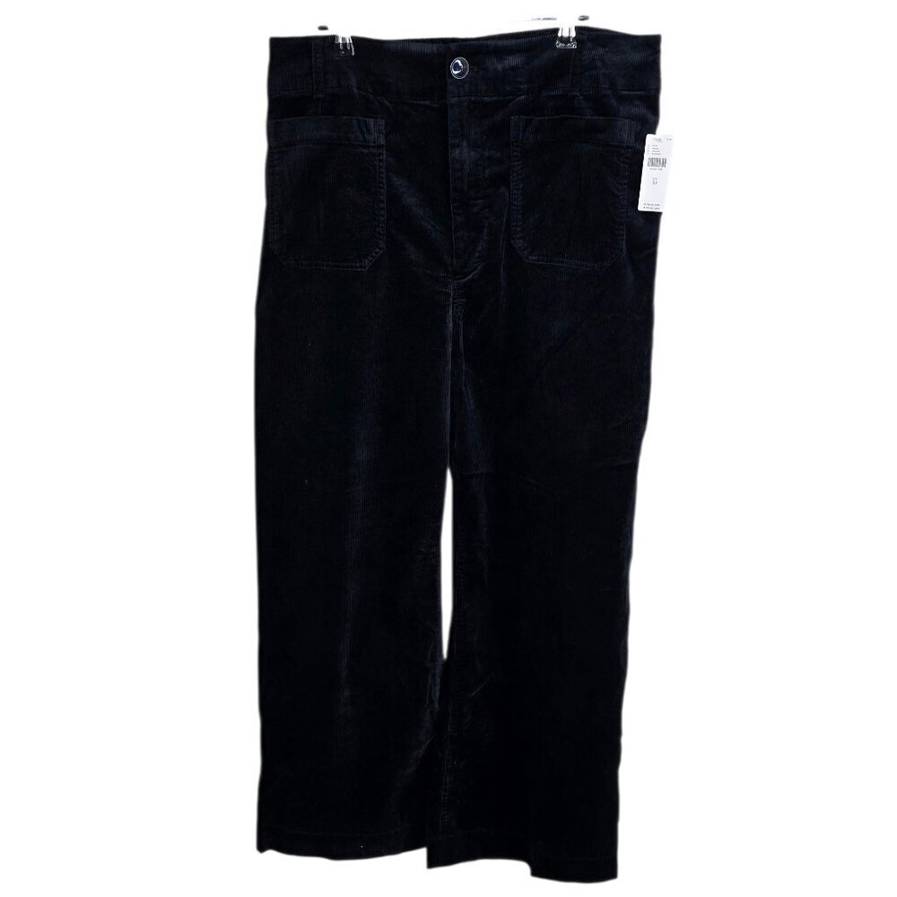 Anthropologie Maeve The Colette Corduroy Full-Length Wide-Leg Pants, Black, 34